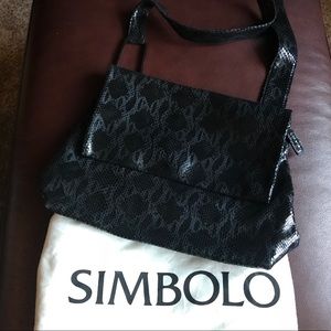Simbolo Black Leather Snakeskin Purse